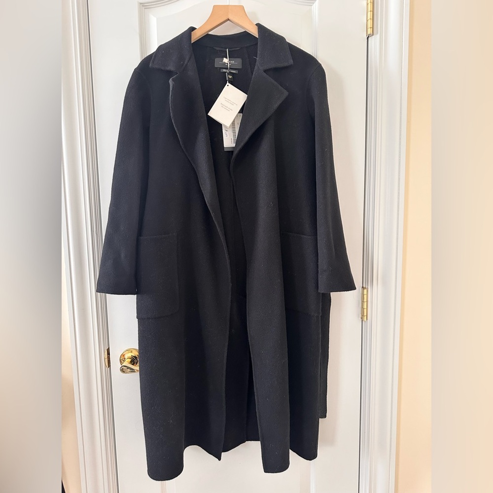 NWT Weekend Max Mara Coat Sz 4, 38 black robe coat Nadar style